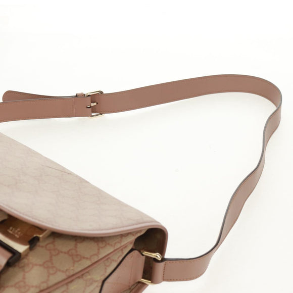 GUCCI GG Supreme Shoulder Bag PVC Pink Gold 201732 Auth bs31845