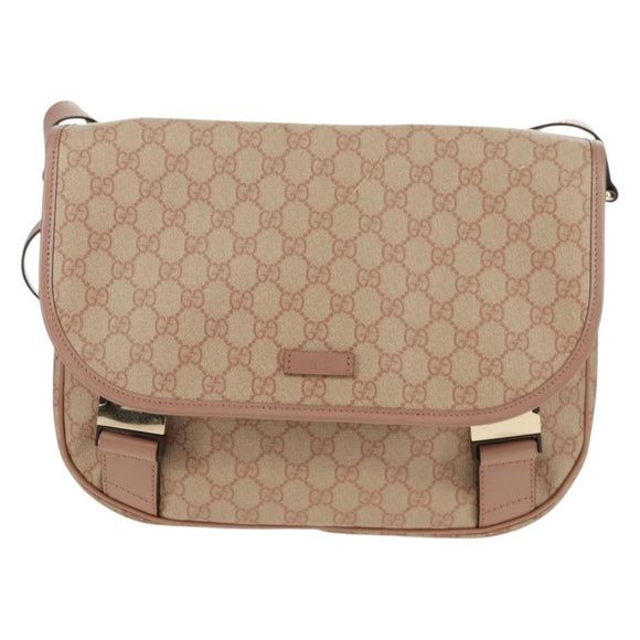 GUCCI GG Supreme Shoulder Bag PVC Pink Gold 201732 Auth bs31845