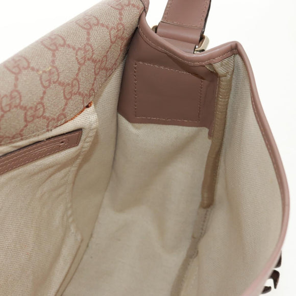 GUCCI GG Supreme Shoulder Bag PVC Pink Gold 201732 Auth bs31845