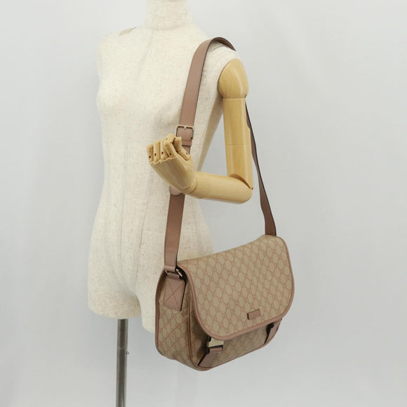 GUCCI GG Supreme Shoulder Bag PVC Pink Gold 201732 Auth bs31845