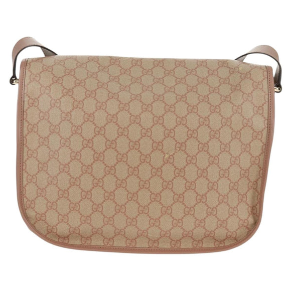 GUCCI GG Supreme Shoulder Bag PVC Pink Gold 201732 Auth bs31845