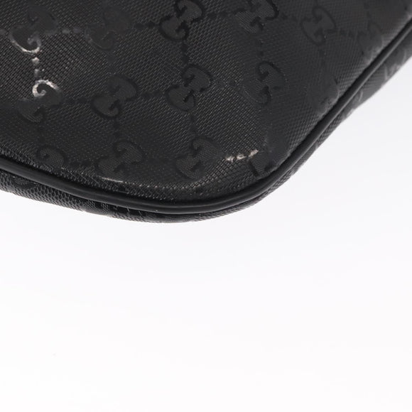GUCCI GG Canvas GG Implementation Body Bag PVC Black Silver 211110 Auth bs31846