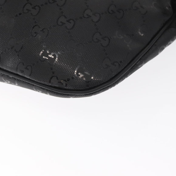 GUCCI GG Canvas GG Implementation Body Bag PVC Black Silver 211110 Auth bs31846