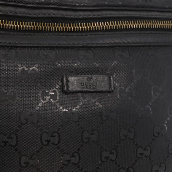 GUCCI GG Canvas GG Implementation Body Bag PVC Black Silver 211110 Auth bs31846