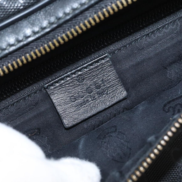 GUCCI GG Canvas GG Implementation Body Bag PVC Black Silver 211110 Auth bs31846