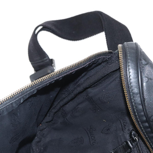 GUCCI GG Canvas GG Implementation Body Bag PVC Black Silver 211110 Auth bs31846