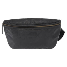 GUCCI GG Canvas GG Implementation Body Bag PVC Black Silver 211110 Auth bs31846 - 0