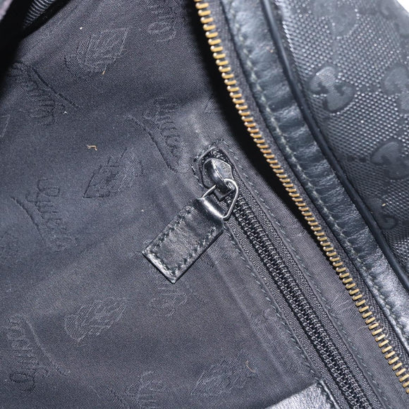 GUCCI GG Canvas GG Implementation Body Bag PVC Black Silver 211110 Auth bs31846