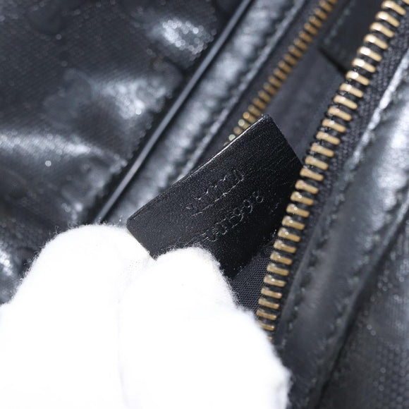 GUCCI GG Canvas GG Implementation Body Bag PVC Black Silver 211110 Auth bs31846