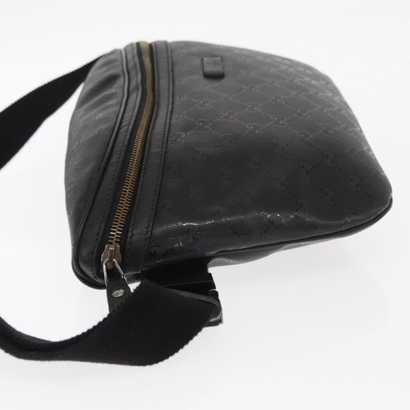 GUCCI GG Canvas GG Implementation Body Bag PVC Black Silver 211110 Auth bs31846