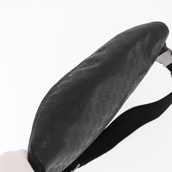 GUCCI GG Canvas GG Implementation Body Bag PVC Black Silver 211110 Auth bs31846