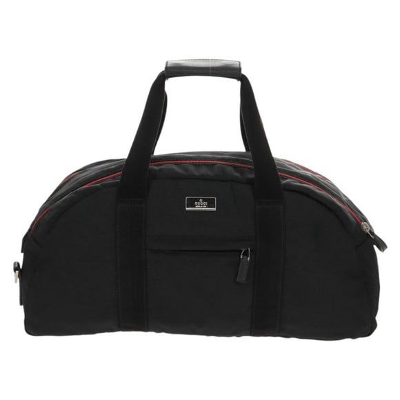 GUCCI Boston Bag Nylon Black Silver 122324 Auth bs31848