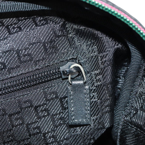 GUCCI Boston Bag Nylon Black Silver 122324 Auth bs31848
