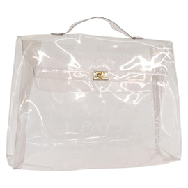 HERMES Vinyl Kelly Hand Bag Vinyl Clear Auth bs31854