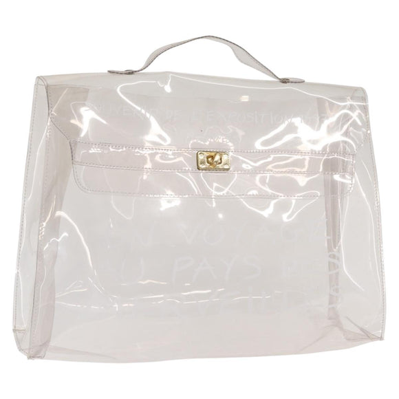 HERMES Vinyl Kelly Hand Bag Vinyl Clear Auth bs31854