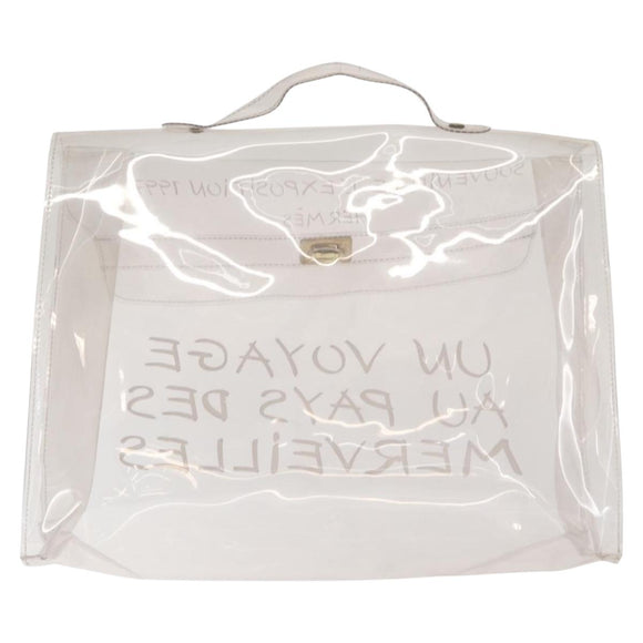 HERMES Vinyl Kelly Hand Bag Vinyl Clear Auth bs31854
