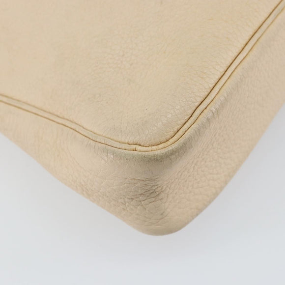 HERMES Masai GM Shoulder Bag Leather Beige Gold Auth bs31855