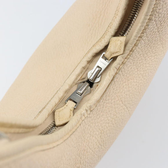 HERMES Masai GM Shoulder Bag Leather Beige Gold Auth bs31855