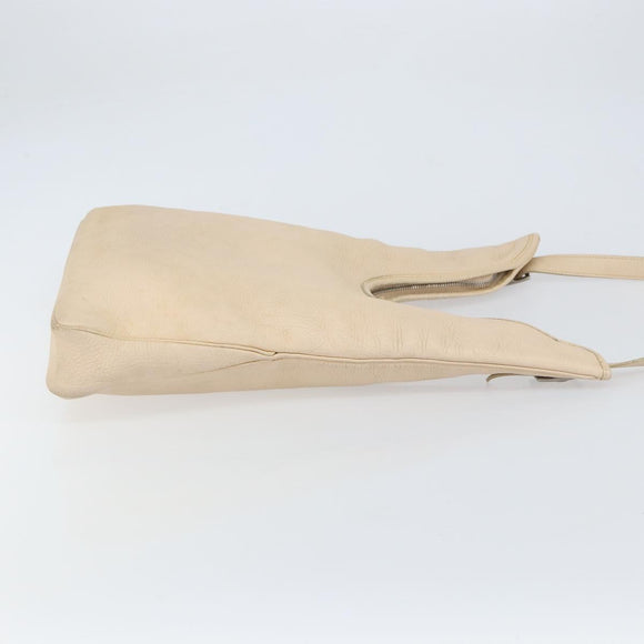 HERMES Masai GM Shoulder Bag Leather Beige Gold Auth bs31855