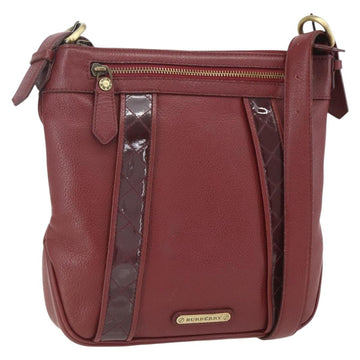 BURBERRY Shoulder Bag Leather Red Gold Auth bs31856