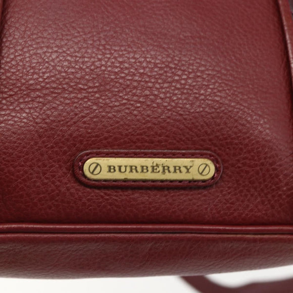BURBERRY Shoulder Bag Leather Red Gold Auth bs31856