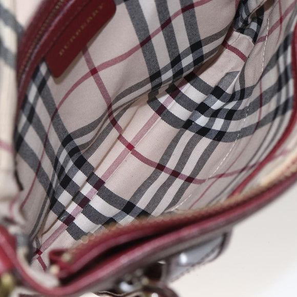 BURBERRY Shoulder Bag Leather Red Gold Auth bs31856