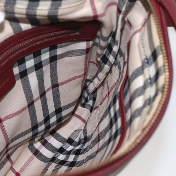BURBERRY Shoulder Bag Leather Red Gold Auth bs31856