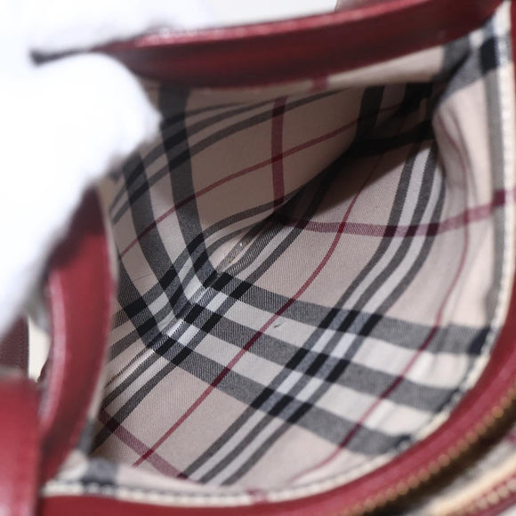 BURBERRY Shoulder Bag Leather Red Gold Auth bs31856