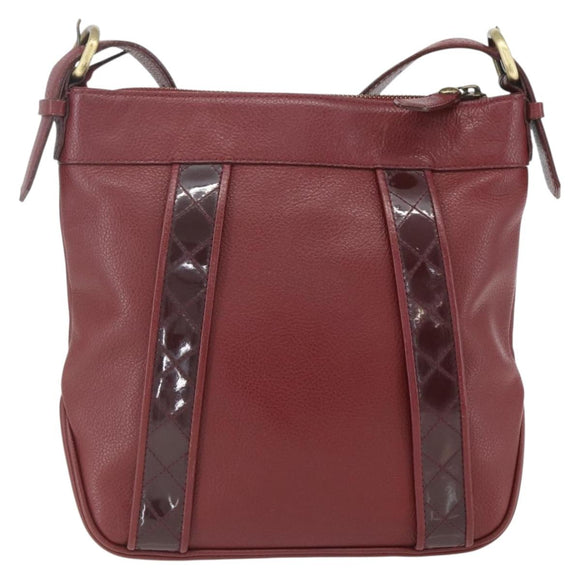 BURBERRY Shoulder Bag Leather Red Gold Auth bs31856