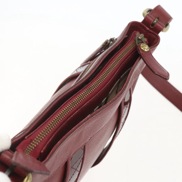 BURBERRY Shoulder Bag Leather Red Gold Auth bs31856