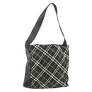 BURBERRY Nova Check Blue Label Shoulder Bag Nylon Green Silver Auth bs31857-1
