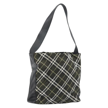 BURBERRY Nova Check Blue Label Shoulder Bag Nylon Green Silver Auth bs31857