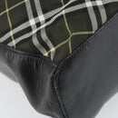 BURBERRY Nova Check Blue Label Shoulder Bag Nylon Green Silver Auth bs31857-13
