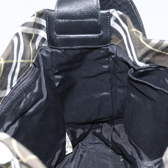 BURBERRY Nova Check Blue Label Shoulder Bag Nylon Green Silver Auth bs31857