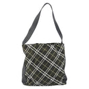 BURBERRY Nova Check Blue Label Shoulder Bag Nylon Green Silver Auth bs31857-2