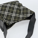 BURBERRY Nova Check Blue Label Shoulder Bag Nylon Green Silver Auth bs31857-6