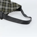 BURBERRY Nova Check Blue Label Shoulder Bag Nylon Green Silver Auth bs31857-7