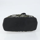 BURBERRY Nova Check Blue Label Shoulder Bag Nylon Green Silver Auth bs31857-9