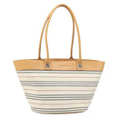 BURBERRY Tote Bag Canvas Leather White Gold Auth bs31858-1