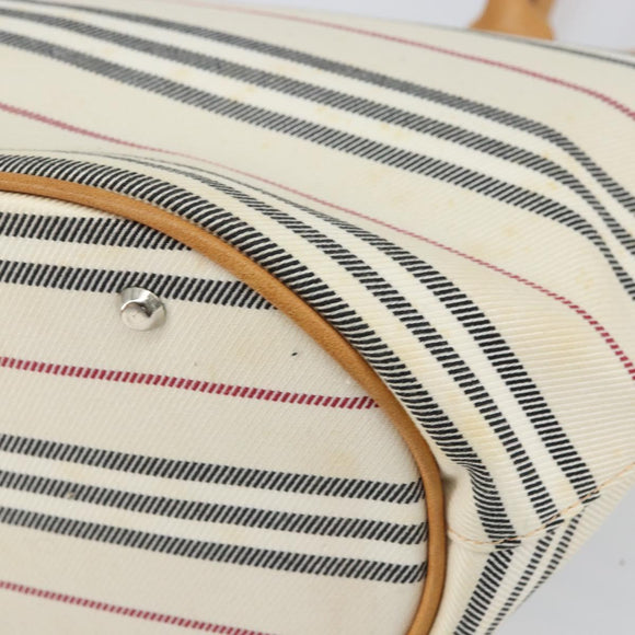 BURBERRY Tote Bag Canvas Leather White Gold Auth bs31858