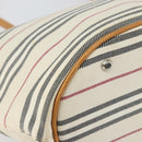 BURBERRY Tote Bag Canvas Leather White Gold Auth bs31858-14