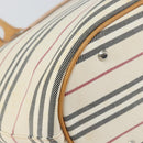 BURBERRY Tote Bag Canvas Leather White Gold Auth bs31858-16