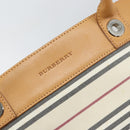 BURBERRY Tote Bag Canvas Leather White Gold Auth bs31858-17
