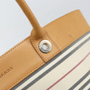 BURBERRY Tote Bag Canvas Leather White Gold Auth bs31858-10