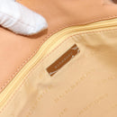 BURBERRY Tote Bag Canvas Leather White Gold Auth bs31858-11