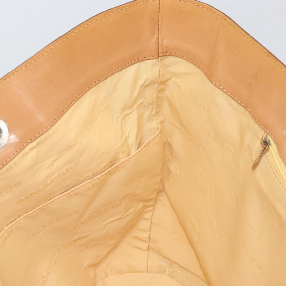 BURBERRY Tote Bag Canvas Leather White Gold Auth bs31858