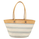 BURBERRY Tote Bag Canvas Leather White Gold Auth bs31858-13