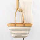 BURBERRY Tote Bag Canvas Leather White Gold Auth bs31858-23