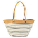 BURBERRY Tote Bag Canvas Leather White Gold Auth bs31858-2