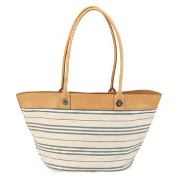 BURBERRY Tote Bag Canvas Leather White Gold Auth bs31858 - 0